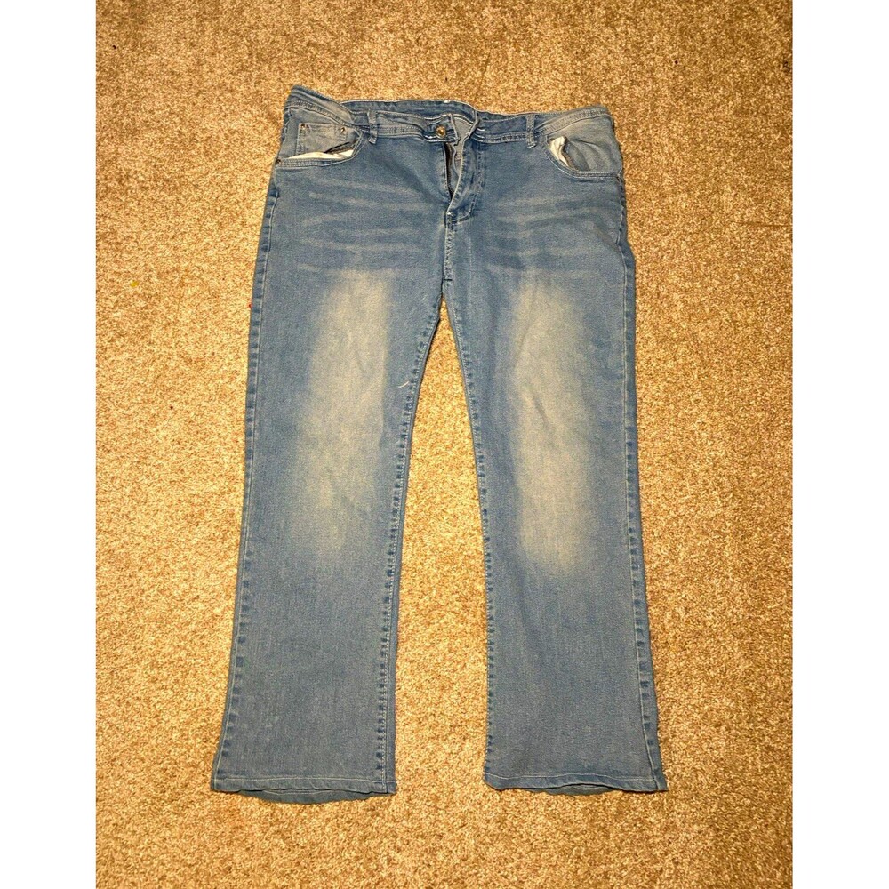 Cat & Jack Girls 2XL Blue Bootcut Denim Jeans Floral Embroidered Pockets